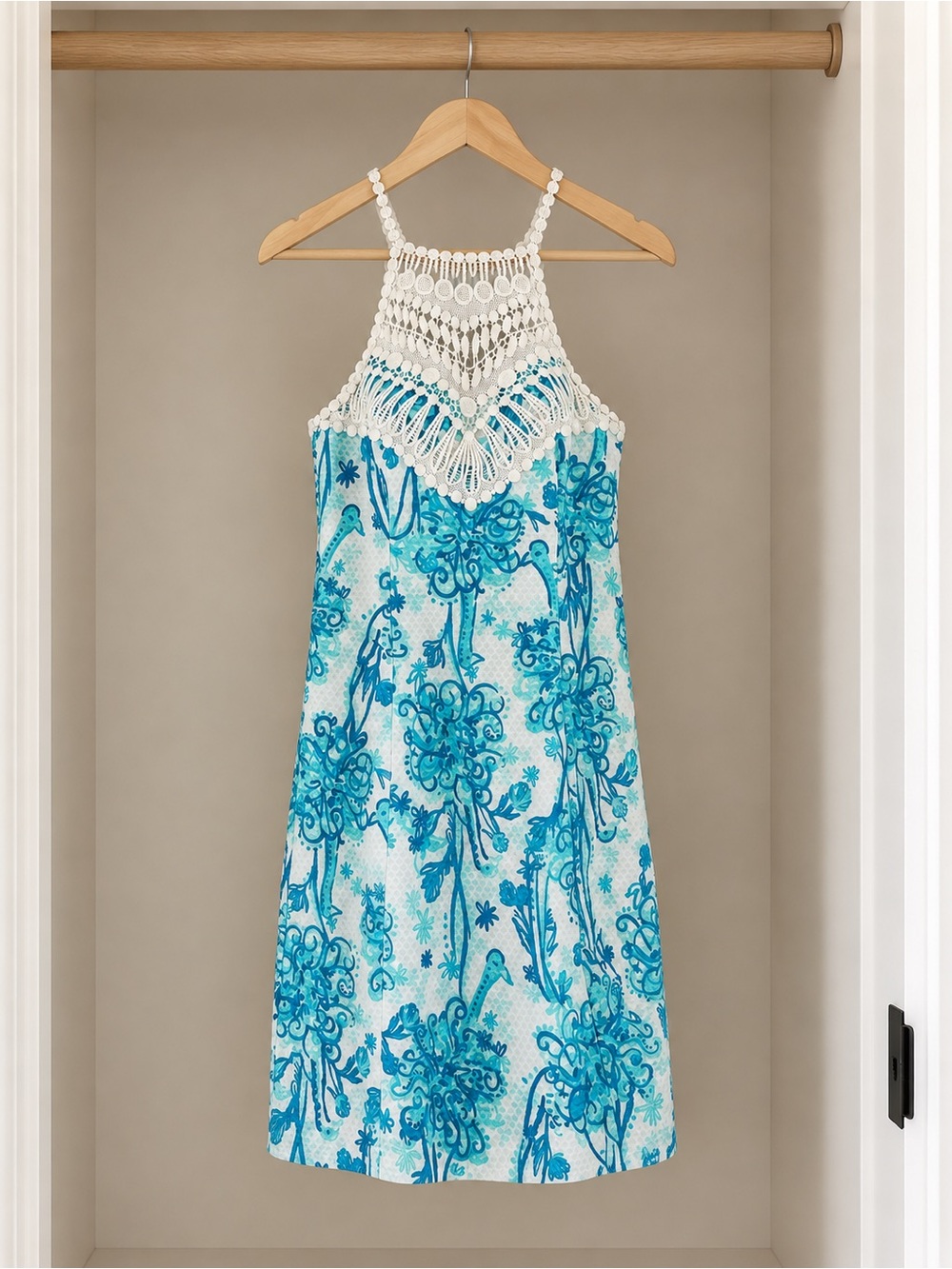 Lilly Pulitzer Pearl Lace Crochet Halter Shift Dress  size 0